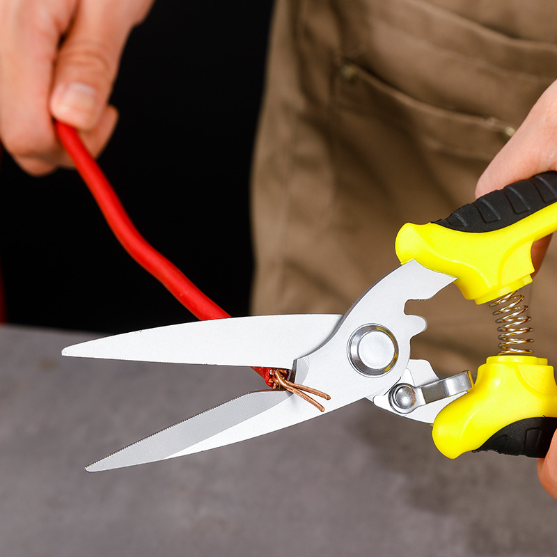 Powerful iron sheet scissors, industrial multi-functional panel cable tray keel scissors, PVC wire electrical and electronic scissors. Super cost-effective Specification drawing