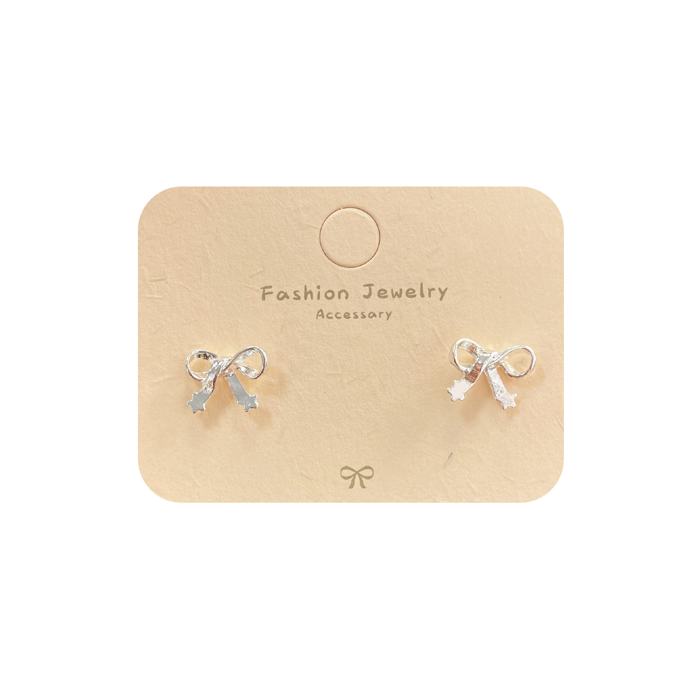Sweet, delicate and small silver bow stud earrings, women's silver needles, versatile for daily use, minimalist style, star pearl earrings Item Picture
