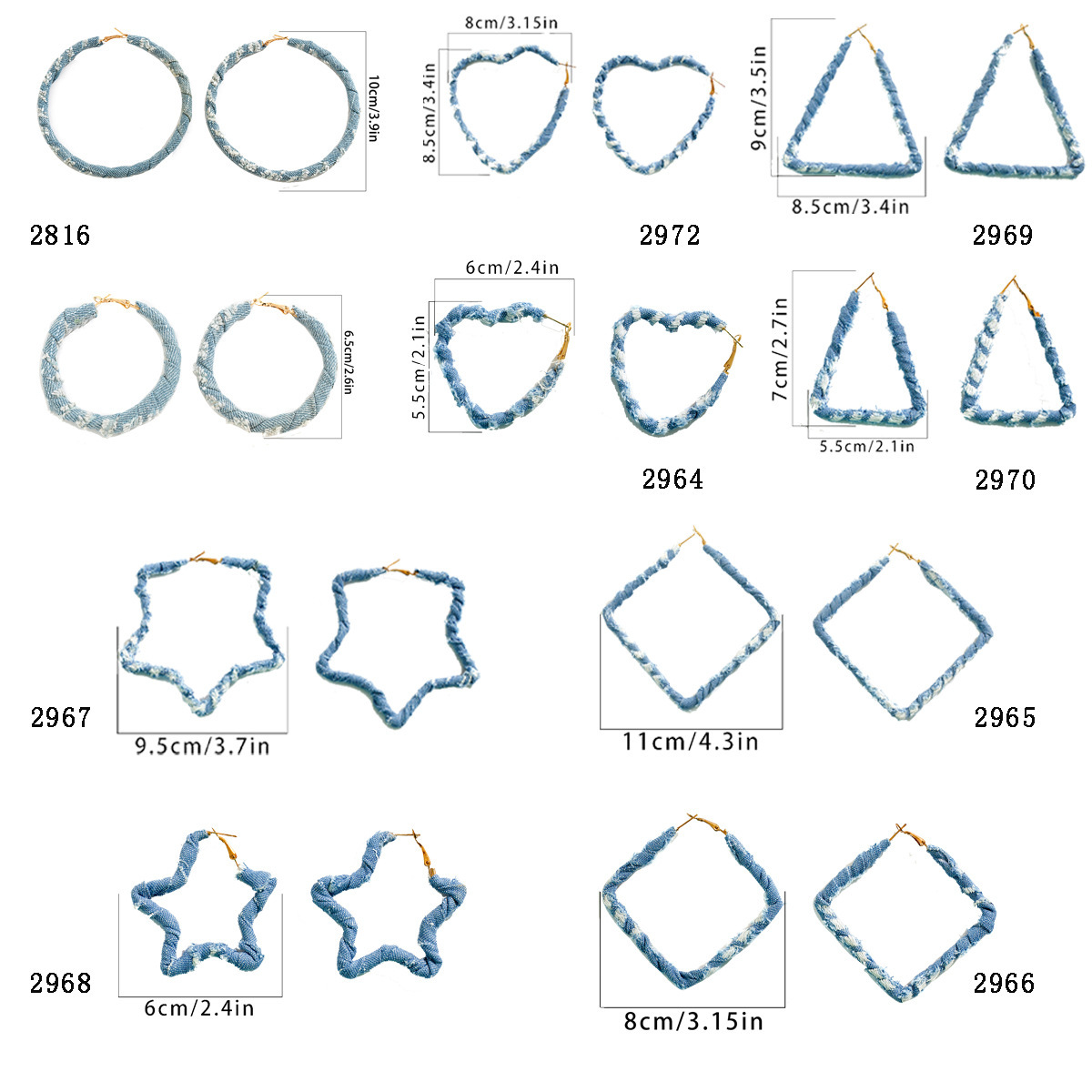 European and American niche design sense geometric ring earrings French denim retro large earrings cross-border earrings Item Picture