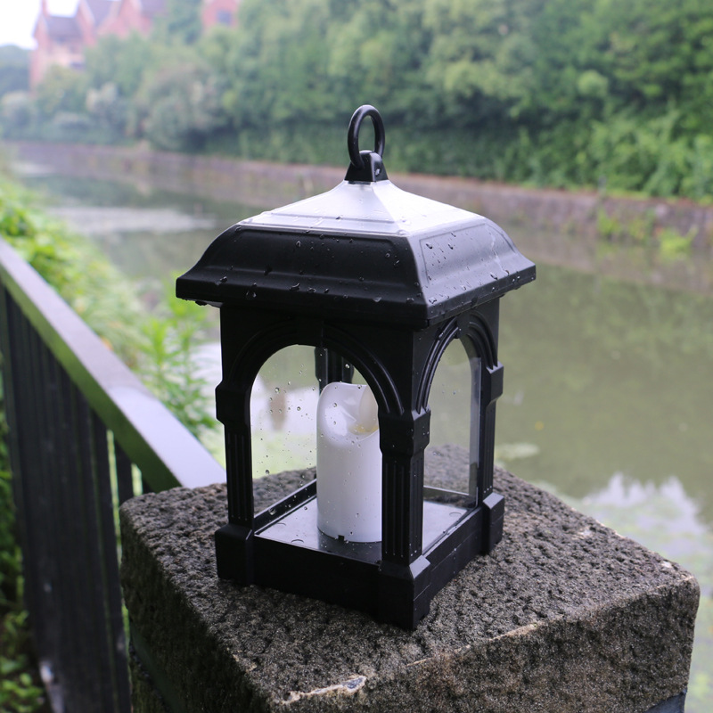 Outdoor solar-powered swing candle wind lamps, courtyard candle lamps, solar-powered hanging lamps, Buddhist cultural products Specification drawing