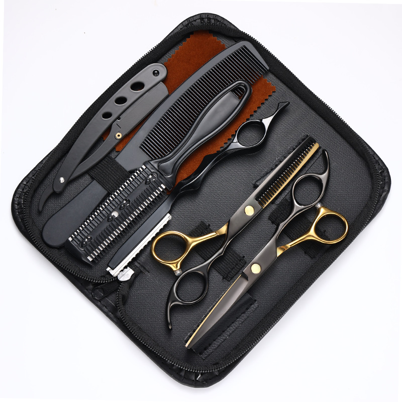 Wholesale professional stainless steel hair scissors, flat scissors, teeth scissors, thin hair scissors sets that are selling well on Amazon from the manufacturer undefined
