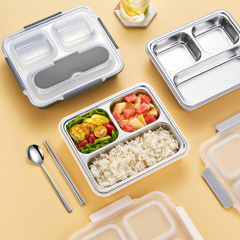 304 stainless steel insulated lunch box, sealed and leak-proof, portable lunch box, office worker compartments, no cross-flavor bento box full figure