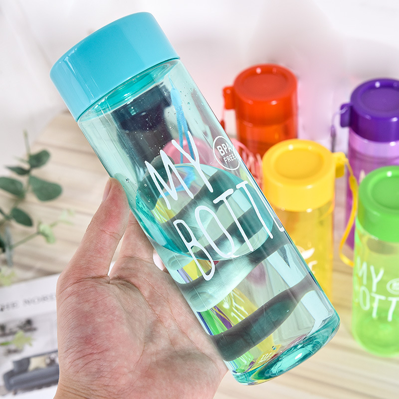 Simple strappy rope, colorful water cup, MY BOTTLE with cup sleeve, transparent, portable, universal juice cup, gift cup Application Scenario