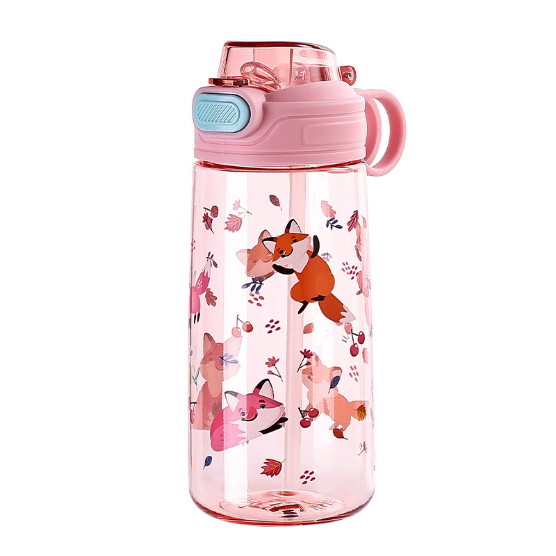 New summer cute cartoon plastic cups, children's straw cups, water cups, portable high-temperature resistant cups, primary school students' water bottles Item Picture