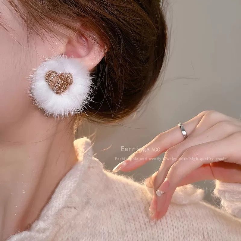 Red Christmas stud earrings for women in autumn and winter, 2024 new styles of pom-pom long tassel earrings, bow and stylish earrings Specification drawing