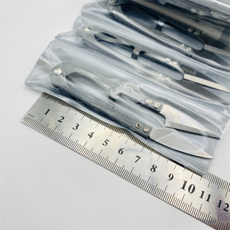 Jinda Rimei high-quality high-carbon pointed-head yarn scissors, cross-stitch tailors, U-shaped sewing, high-quality steel scissors, gauze scissors Specification drawing