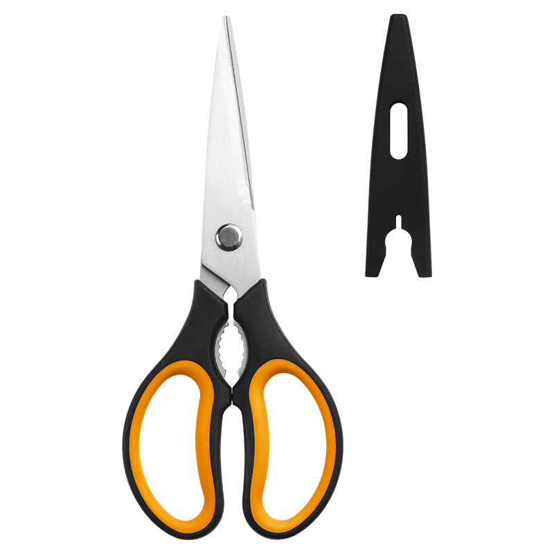 Lin Tai's multi-functional kitchen scissors are made of stainless steel and silicone, with anti-slip properties for shrimp, crab, fish, chicken bones, vegetables, and walnuts Item Picture