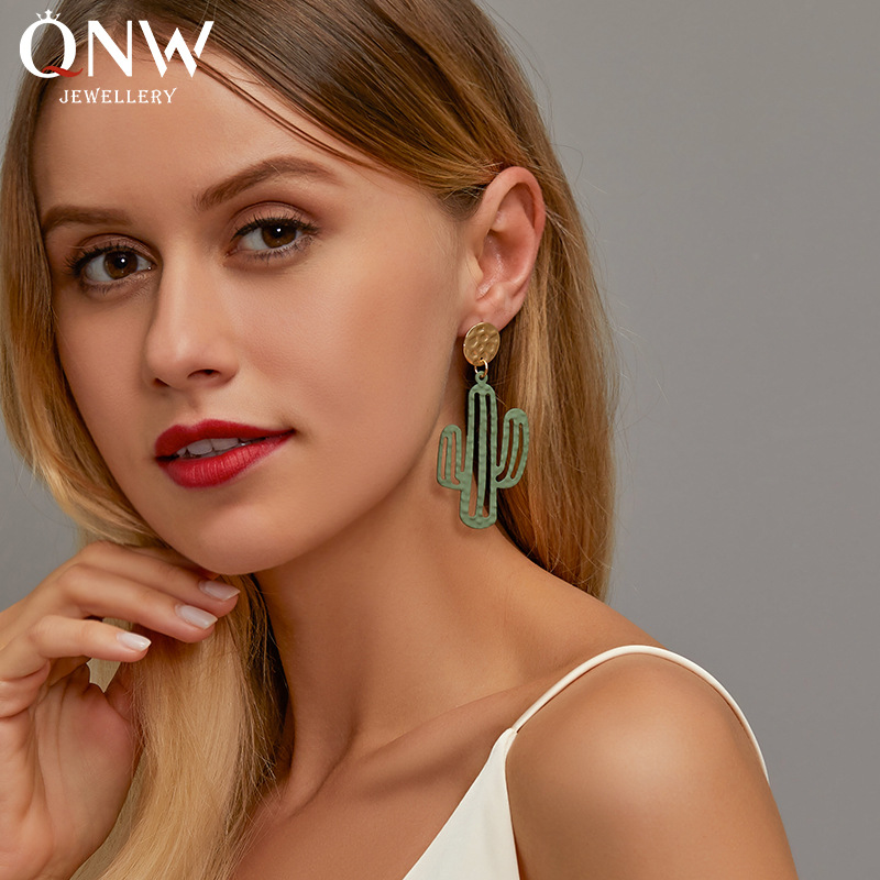 Korean popular earrings, stylish and trendy, cute cactus stud earrings, Harajuku style, exaggerated and unique cartoon earrings for women details Picture