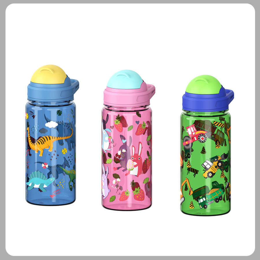 New children's water cups with straws for summer, high appearance level portable water bottles for boys and girls, cute large-capacity water cups for students Item Picture