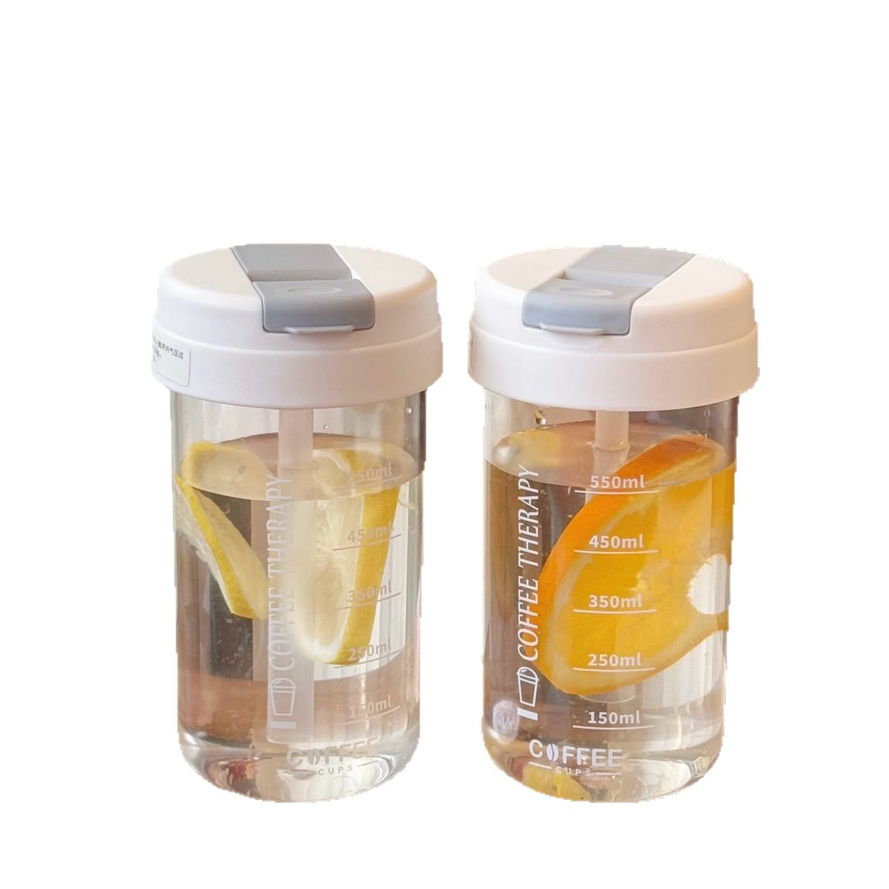 High-temperature resistant, shockproof, simple and sporty water cup, ins high appearance level water cup, straw cup, portable double-drinking cup, plastic cup Item Picture