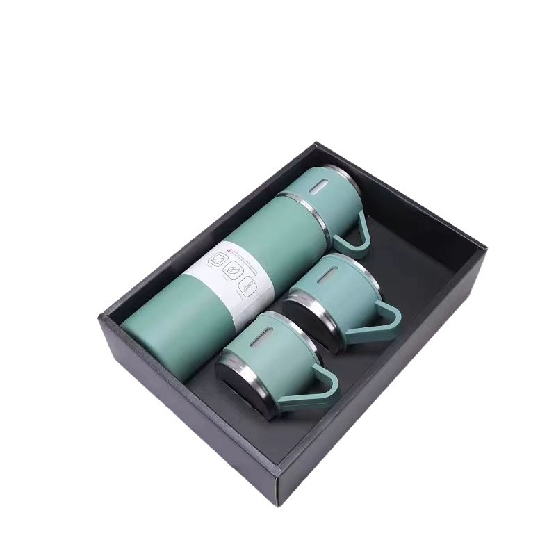 Business stainless steel vacuum insulated cup, three-lid gift straight cup, portable outdoor high-end gift box set details Picture