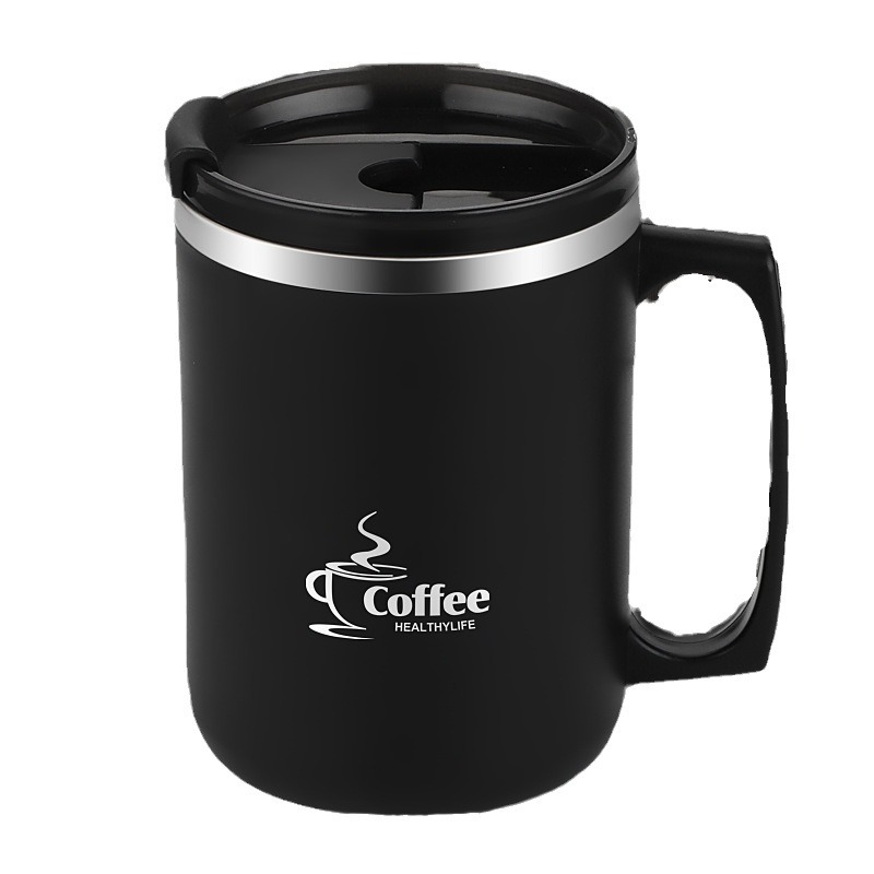 National Day high appearance level 304 stainless steel double-layer creative mug, office covered student coffee cup, gift cup Item Picture