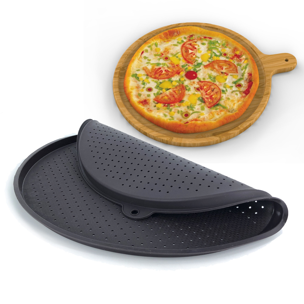 Silicone round baking pads in stock, high density air holes, non-stick pizza trays, perforated cake baking, pizza trays Specification drawing