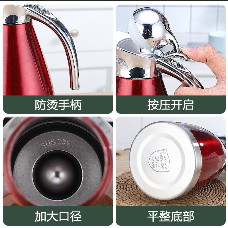Wholesale gifts: 304 stainless steel vacuum insulated kettles, household large-capacity cold water thermos flasks, 2L European-style coffee POTS Specification drawing