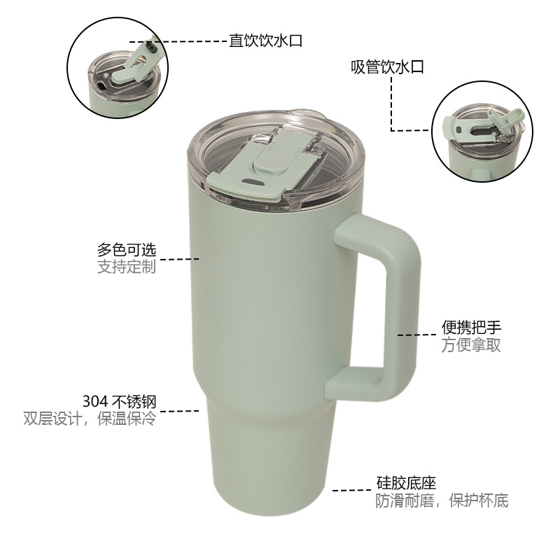 Cross-border factory direct supply 304 stainless steel straw cups, double-drinking insulated cups, cold-keeping portable car cups, ice king cups Application Scenario