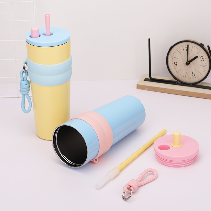 High appearance level insulated cup, starry night straw cup, cartoon large-capacity student outdoor rope, cute summer water cup Specification drawing