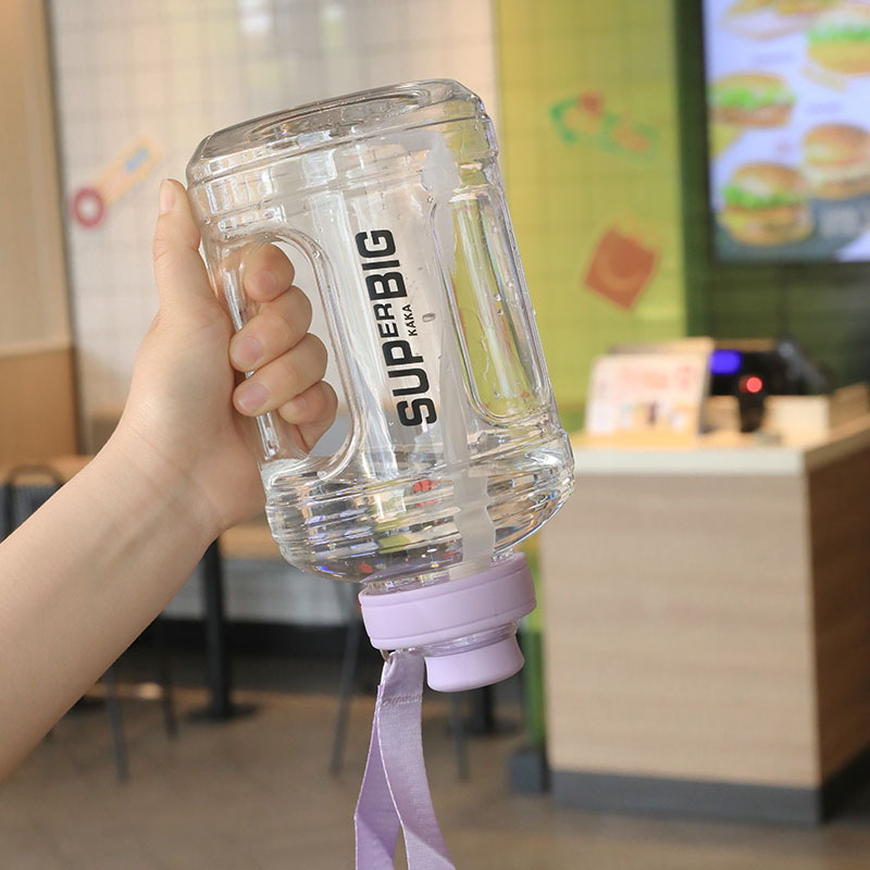 Wholesale of high-appearation-level large-capacity ton-ton water bottles, outdoor portable sports water bottles, fitness plastic water cups, and large-belted cups Specification drawing