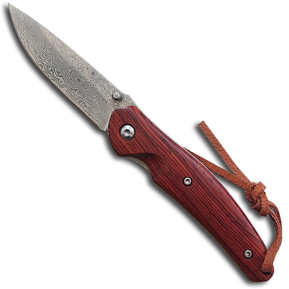 Carry a cross-border Damascus steel folding knife with you for outdoor camping Item Picture