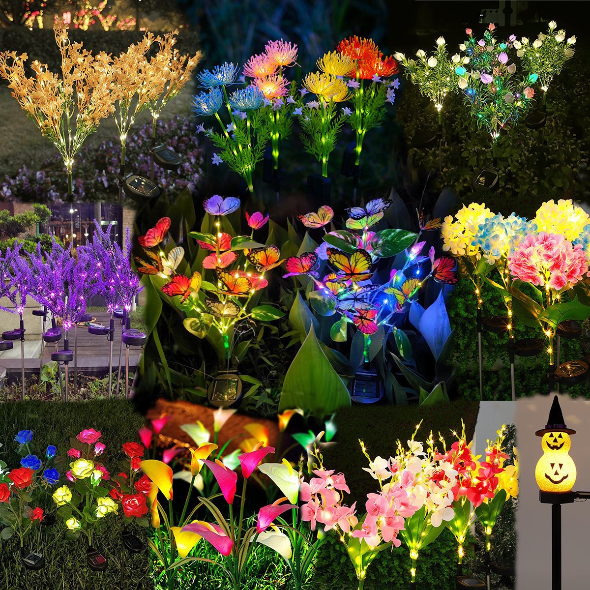 Cross-border solar ground insert lights, red spider lilies, sunflowers, roses, artificial flowers, dandelions, lawn copper wire light strings details Picture