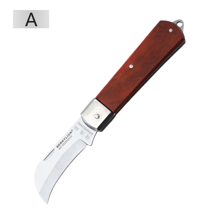 Multi-functional electrician's knife set, straight and curved edge insulated wire stripper, wooden handle wire and cable stripping knife, wire cutting tool undefined