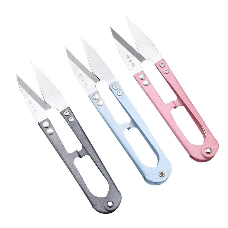【 2-piece set 】 Genuine Zhang Xiaquan small yarn scissors, small scissors for trimming thread ends, cross-stitch U-shaped scissors, large carbon steel elastic Item Picture