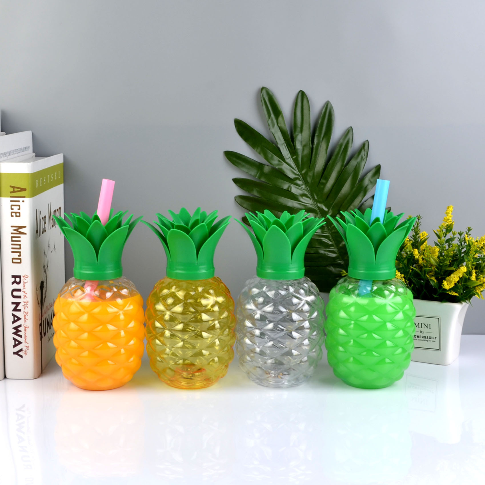 Amazon's best-selling factory direct sales 500ml pineapple straw cups available in four colors, milk tea and juice cups in stock, instant Specification drawing