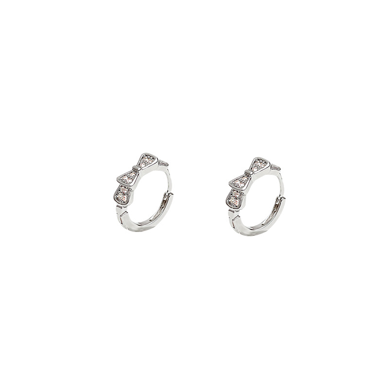 Light luxury and high-end bow zircon ear buckles, a cold and aloof style for women, super ethereal and versatile, elegant and popular online celebrity earrings wholesale Item Picture