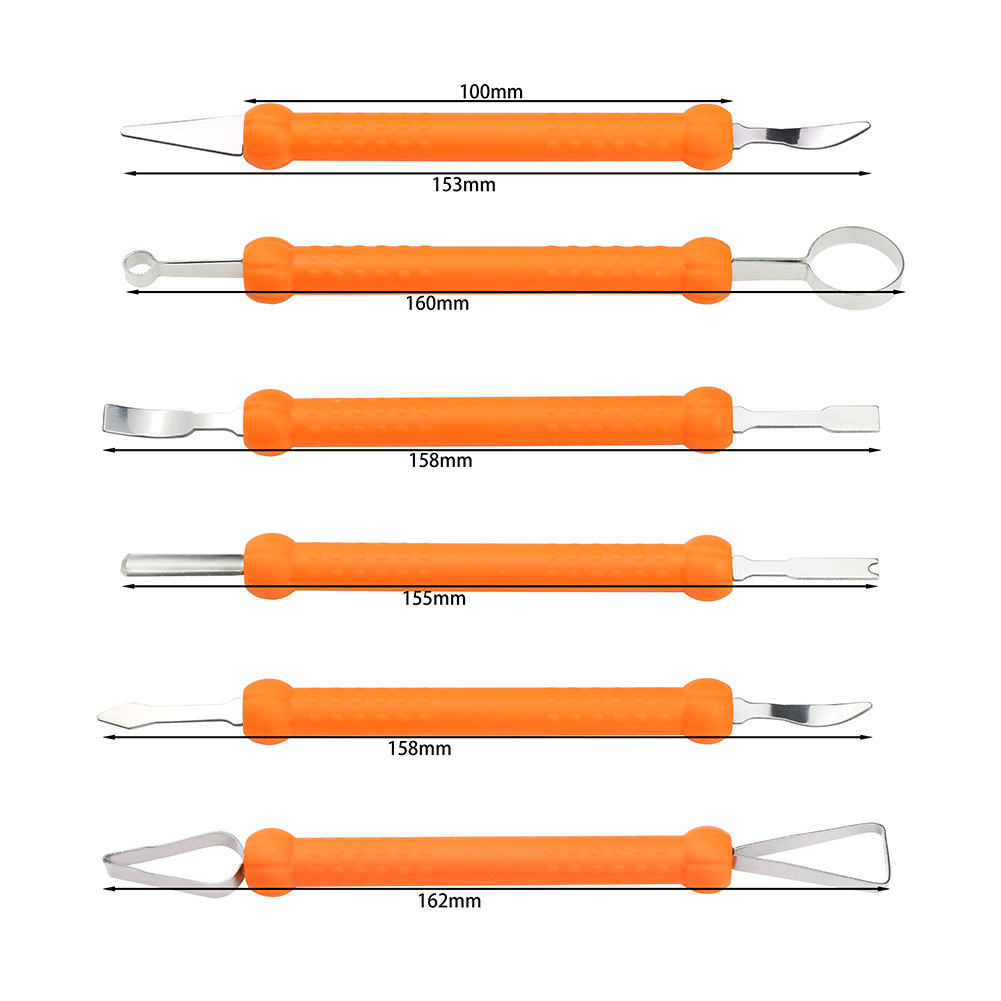 New 6-piece set of double-headed pumpkin knife carving tools, Halloween pumpkin tool carving knife, fruit carving knife Item Picture