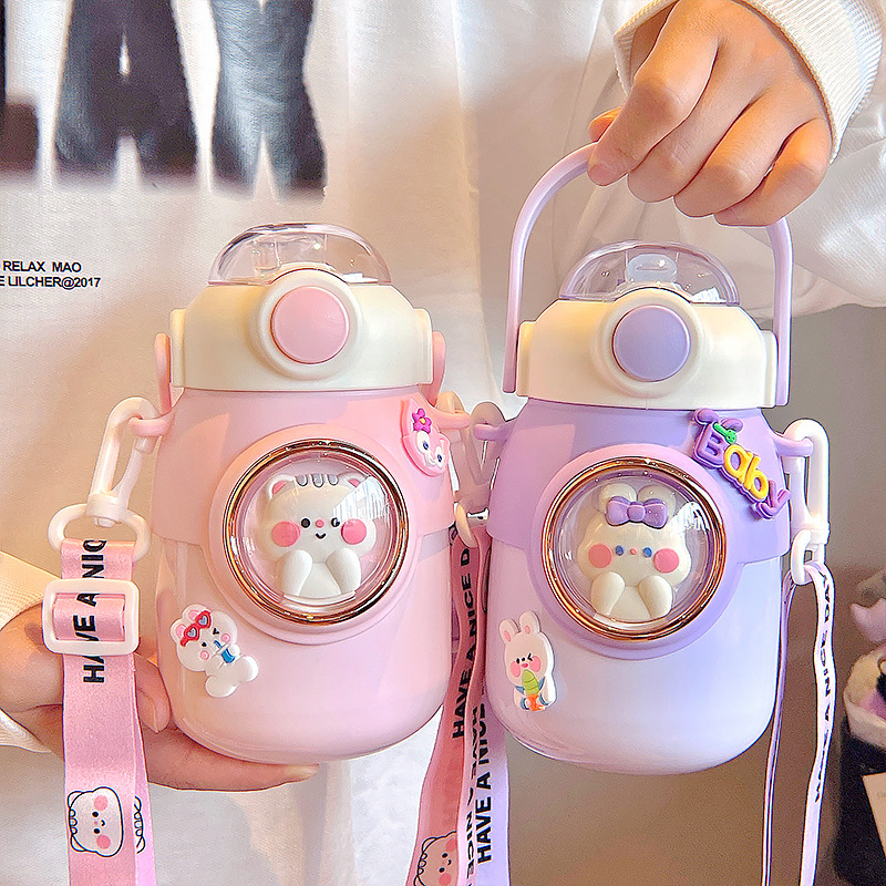 316 stainless steel children's water cup, insulated cup, large capacity wholesale, ladies' high appearance level, cute and convenient straw cup full figure
