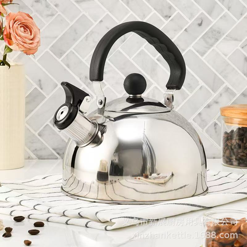 Light luxury stainless steel kettle, 2L flat-bottomed kettle, sounding kettle, induction cooker, gas universal outdoor tea kettle full figure
