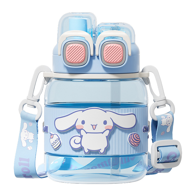 Sanrio officially authorized plastic cups, cartoon square straw cups, large-capacity portable double drinking cups, high appearance level Item Picture