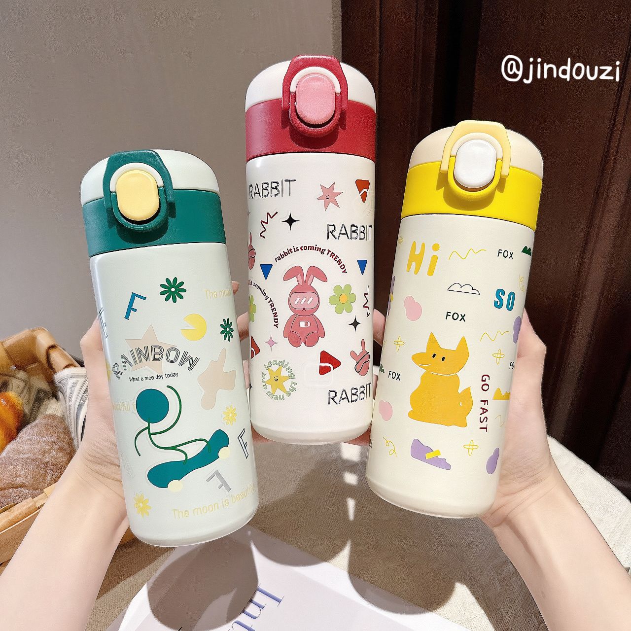Wholesale of Korean-style insulated cups, fresh and youthful, high-appearance-level pop-up lid water cups, portable stainless steel cups for female students details Picture