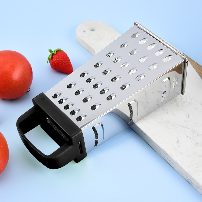 Cross-border plastic-handled stainless steel grater, four-sided trapezoidal grater for fruits, radishes and potatoes, multi-functional slicer Application Scenario