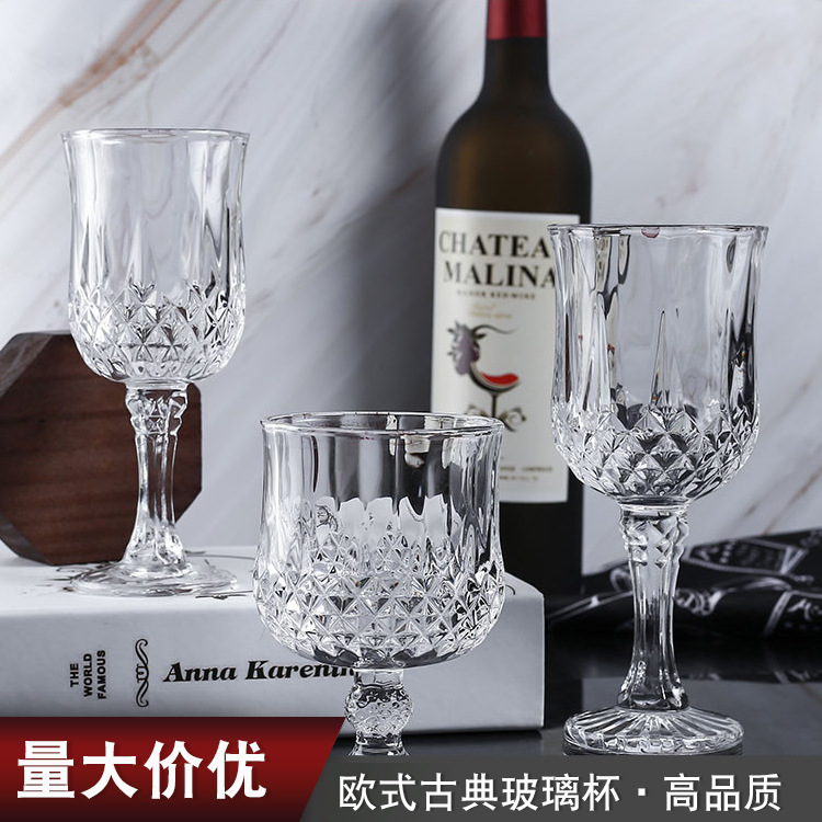 Transparent glass diamond high-end glass, high-stemmed red wine glass, wine champagne glass, whisky glass, chicken-tailed wine glass full figure