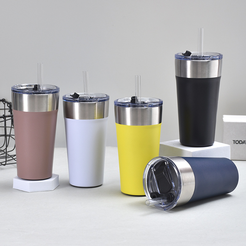 The new second-generation cross-border beer mug, stainless steel car cup, with a built-in bottle opener, straw, beer mug and insulated cup at the bottom details Picture
