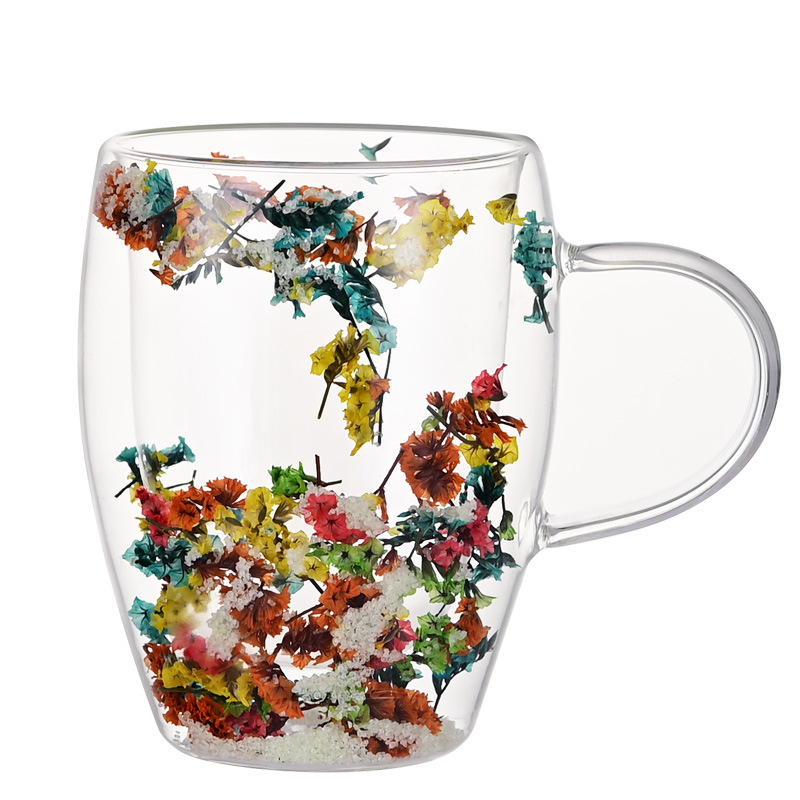 Customized double-layer glass cups with handles, high appearance level, coffee cups, milk water cups, high-temperature resistant household water cups Item Picture