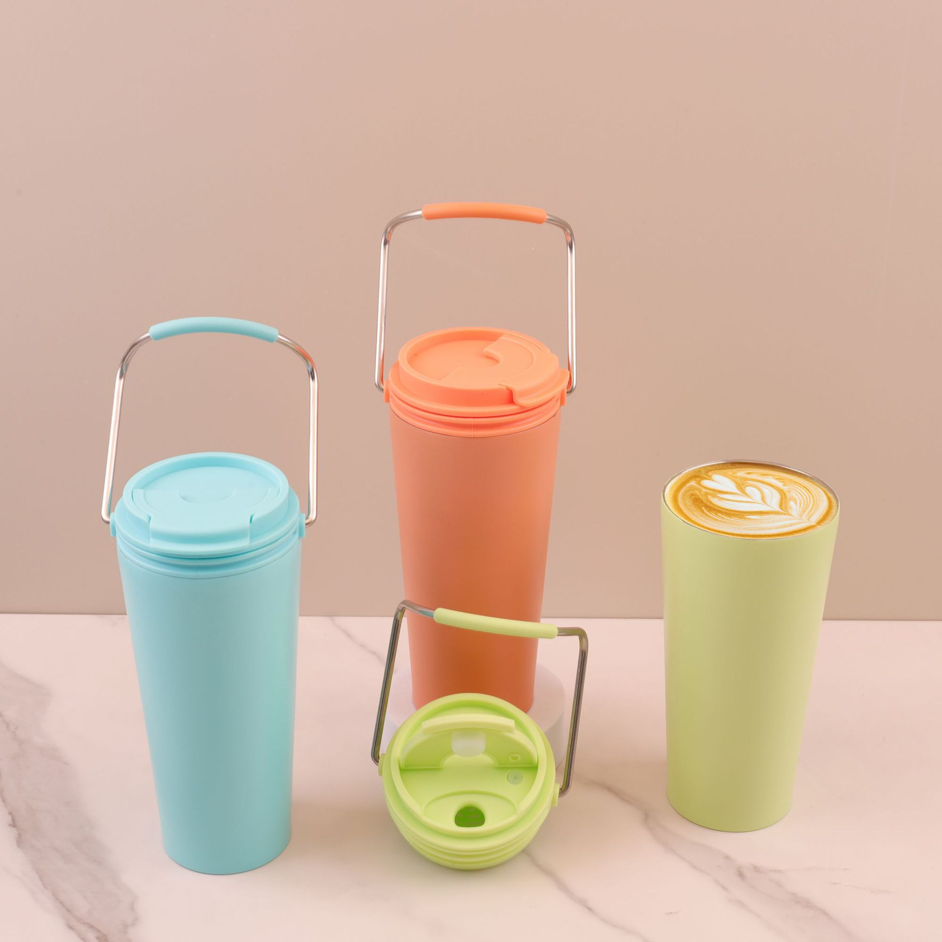 Cross-border 304 stainless steel double-layer straw car cup, large-capacity portable sports car ice cup, outdoor details Picture