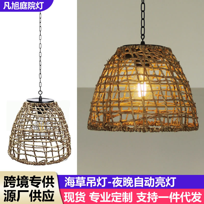 Outdoor solar chandeliers, courtyard, pavilion, tree hangers, Chinese bamboo chandeliers, rattan chandeliers, garden lamps, decorative lamps full figure