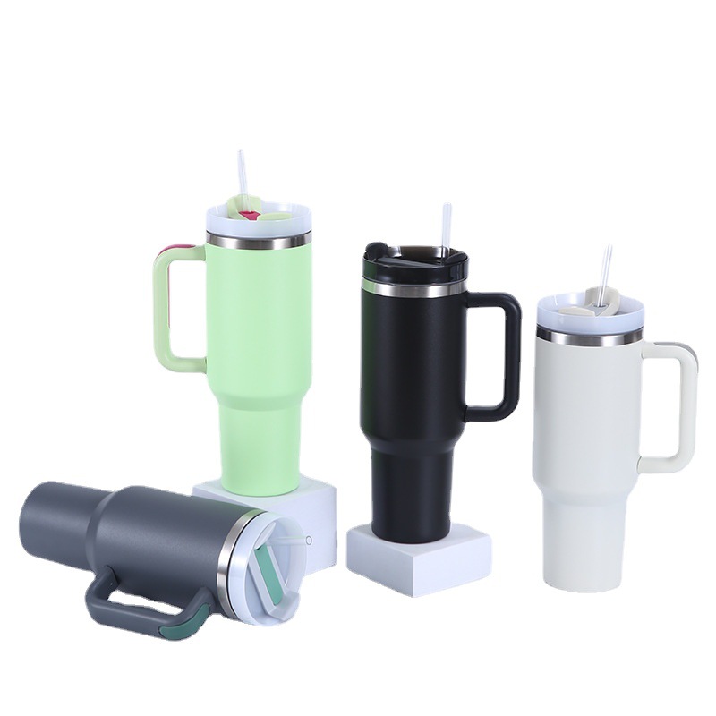 Cross-border stainless steel second-generation 40oz handle car cup with straw, portable ice cup for car, insulated and chilled water cup Item Picture