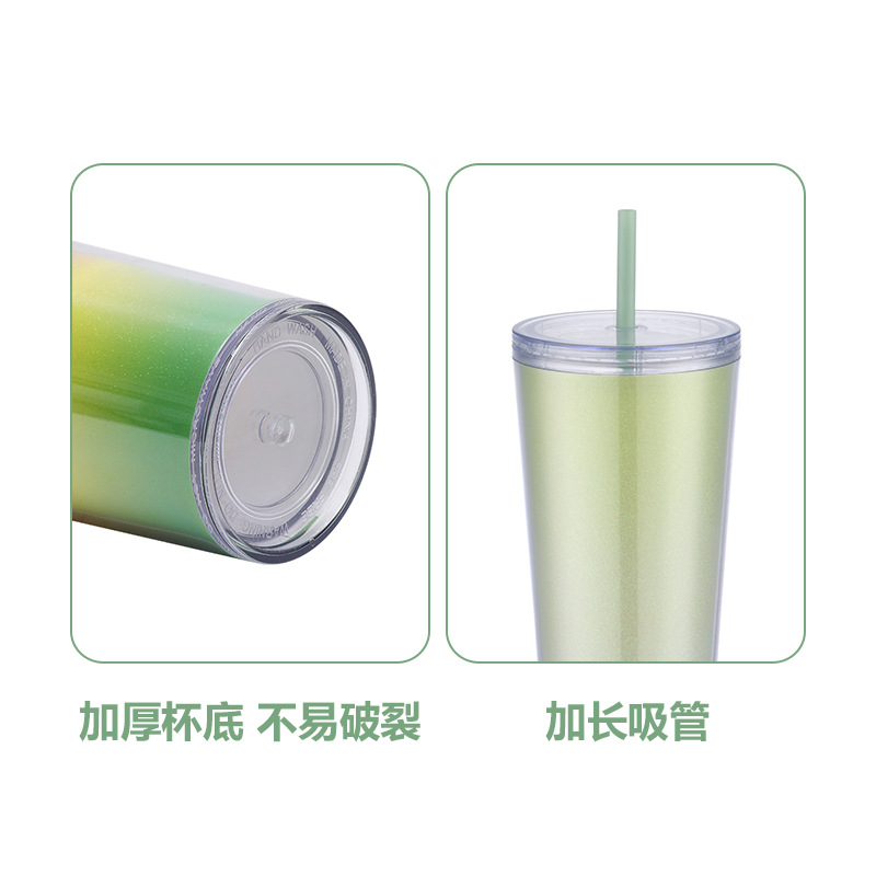 Amazon Cross-border double-layer straw water cup, creative gradient cup, high appearance level for girls, large capacity straw cup for students Application Scenario