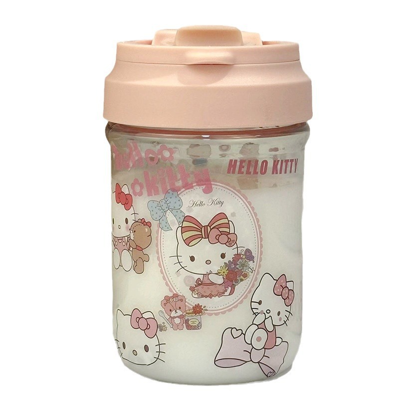 New kt cat cute sticker for girls on Instagram, portable double-drinking cup, heat-resistant plastic cup Item Picture