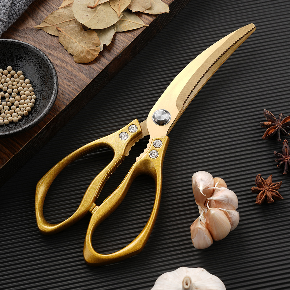 Multi-functional Korean-style barbecue scissors, lengthened and thickened stainless steel kitchen scissors, chicken and steak scissors, special scissors for barbecue details Picture