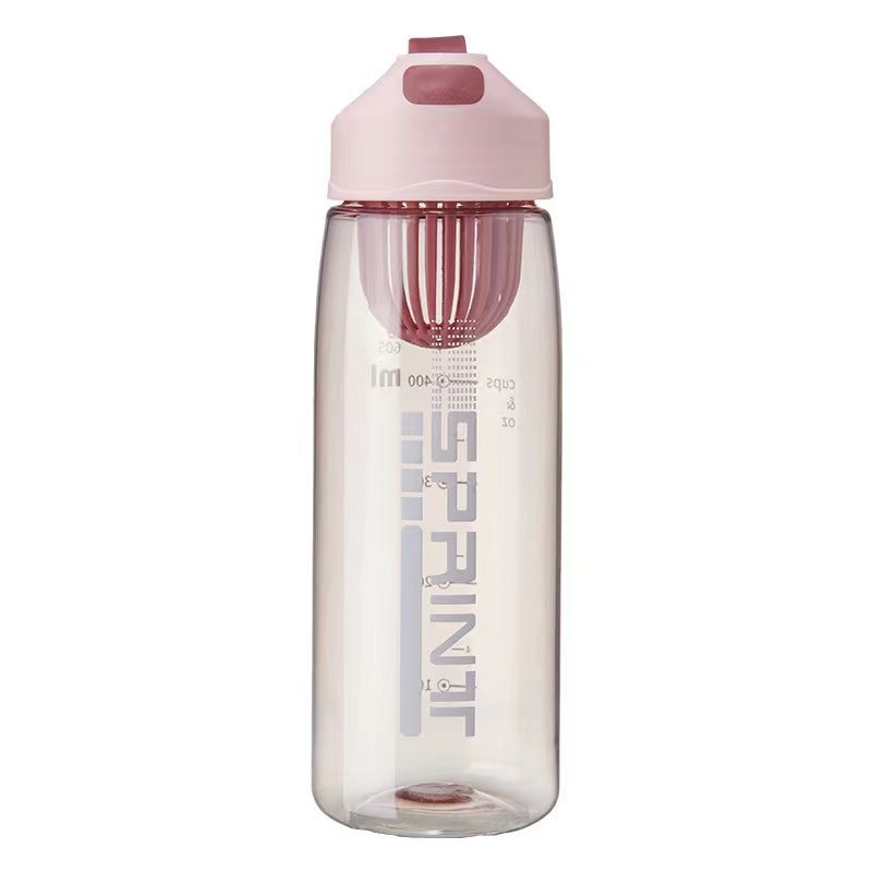 New 2023 plastic portable cups: Silicone hand-held, simple and fashionable student cup with tea strainer, large-capacity outdoor water bottle details Picture