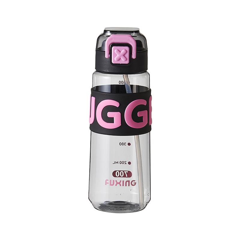 Fuxing water cup Portable summer water bottle for male and female students, high appearance level outdoor sports cup, one-button pop-up lid straw cup Item Picture