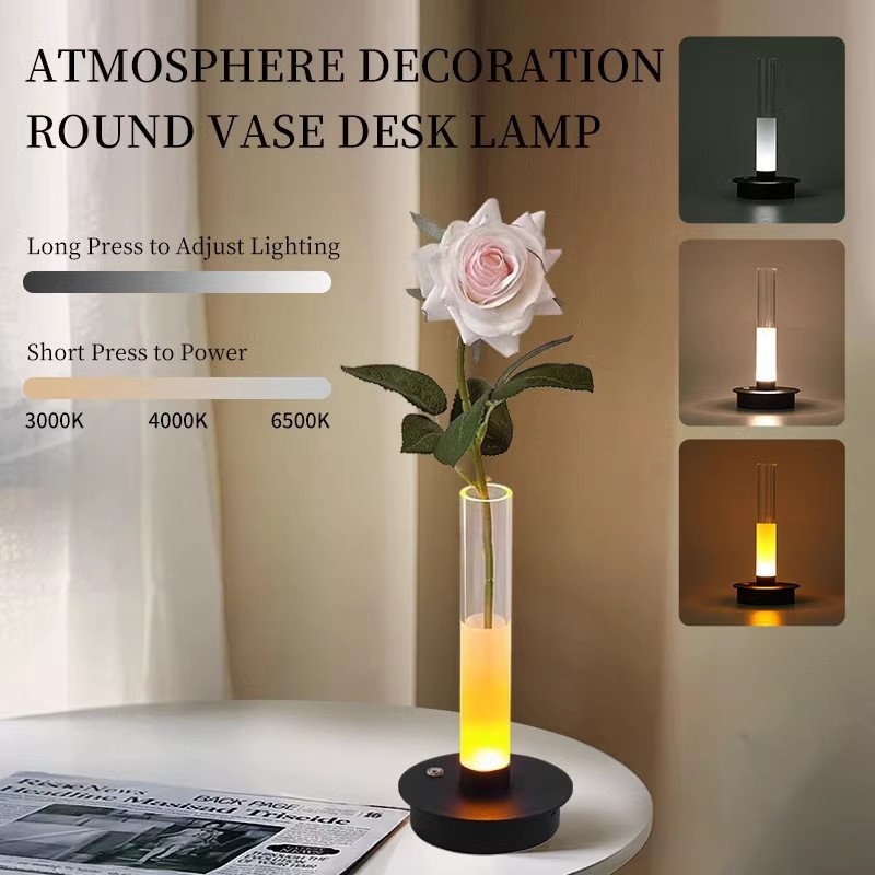 A vase with a lantern in it