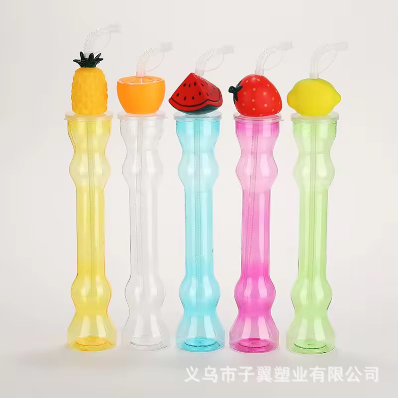 Factory direct sales of new disposable plastic water cups in multiple colors to choose from, including small gourds, large gourds, cartoon plastic straw cups details Picture