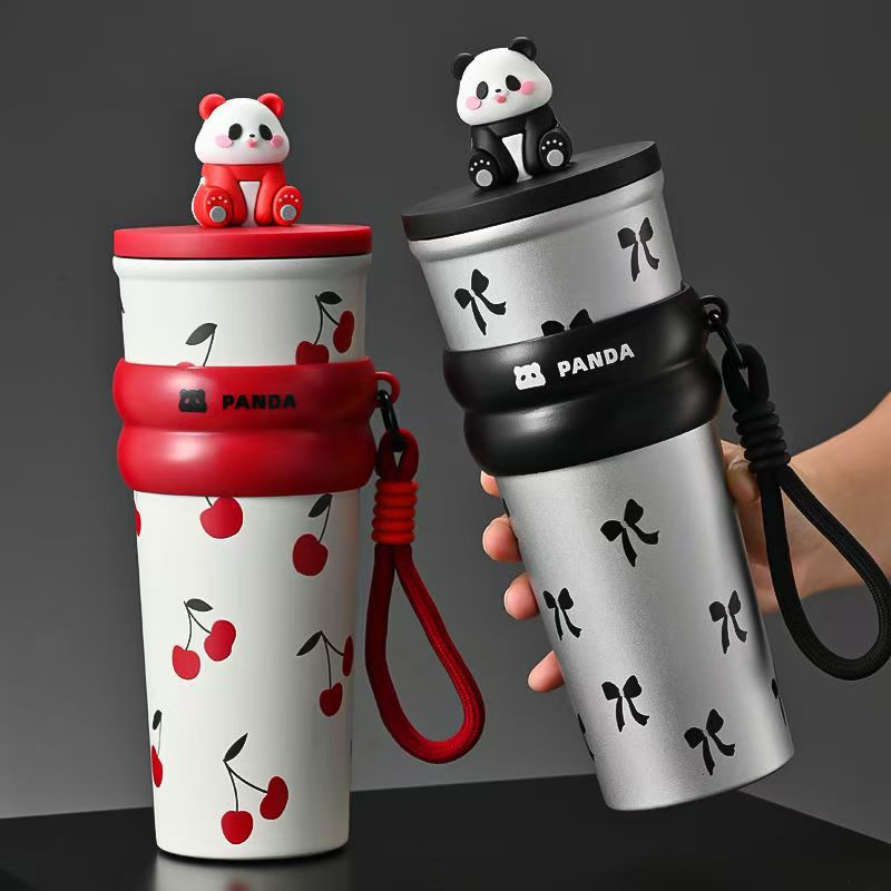 High appearance level, large capacity, niche and trendy insulated cup, cute panda ice king cup, 2025 new model straw cup Application Scenario