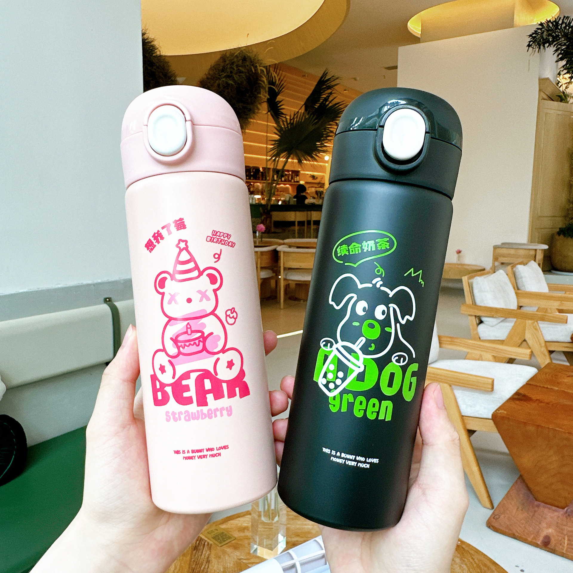 New cartoon insulated cups for direct drinking, high appearance level, student portable cups with spring LIDS, stainless steel gift cups wholesale Application Scenario
