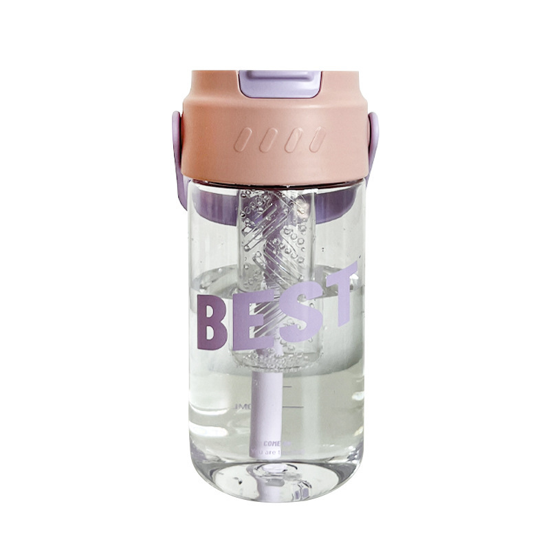 Summer water cup for girls, high appearance level portable flower tea straw cup with tea strainer, student plastic tea storage cup Item Picture