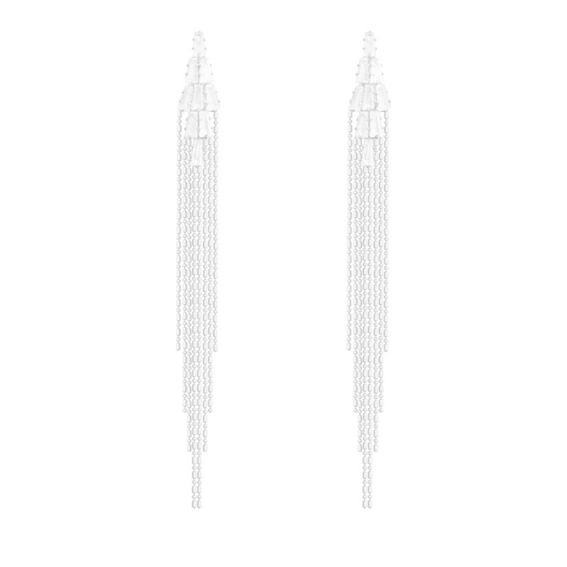 European and American style, exaggerated long tassel earrings, summer high-end feel, light luxury, versatile and exquisite earrings for ladies Item Picture